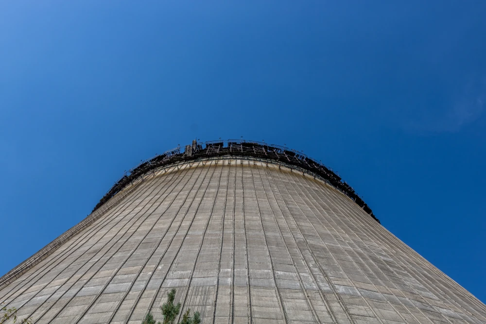 Looking up a nuclear cooling tower