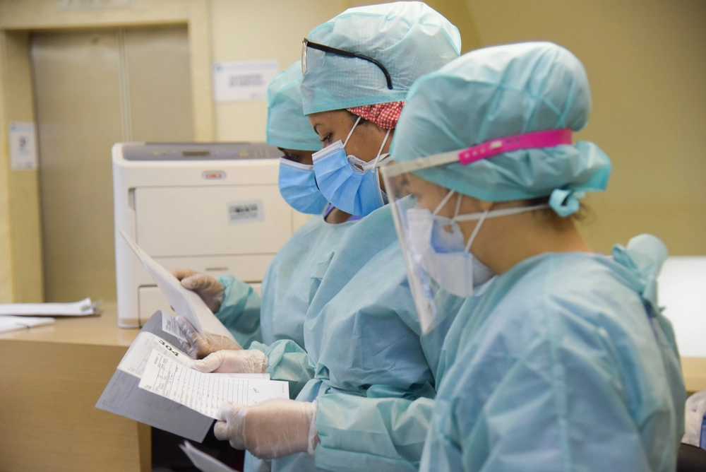 Medical professionals wearing PPE