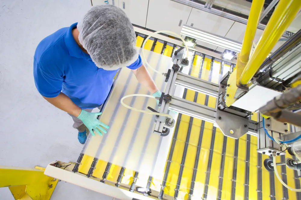 Manufacturing worker on assembly line