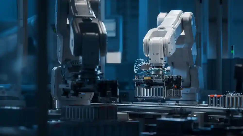 Robotic arm on assembly line